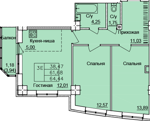 Планировка Студия в ЖК «Созвездие»