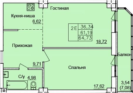 Планировка Студия в ЖК «Созвездие»