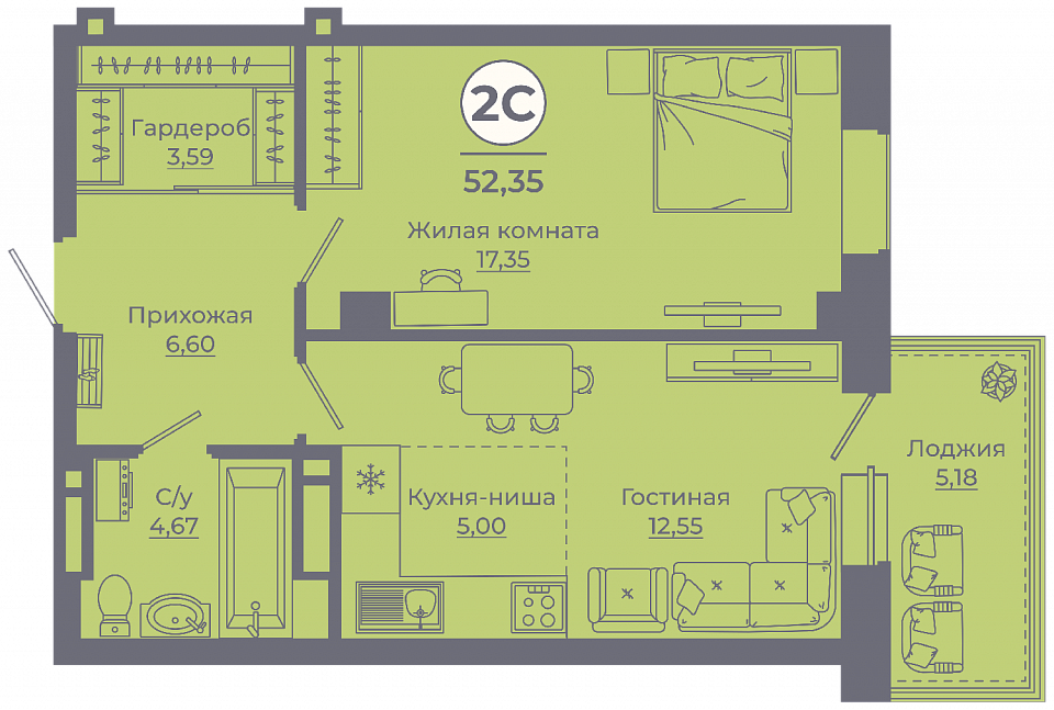 Планировка Студия в ЖК «Сокольники»