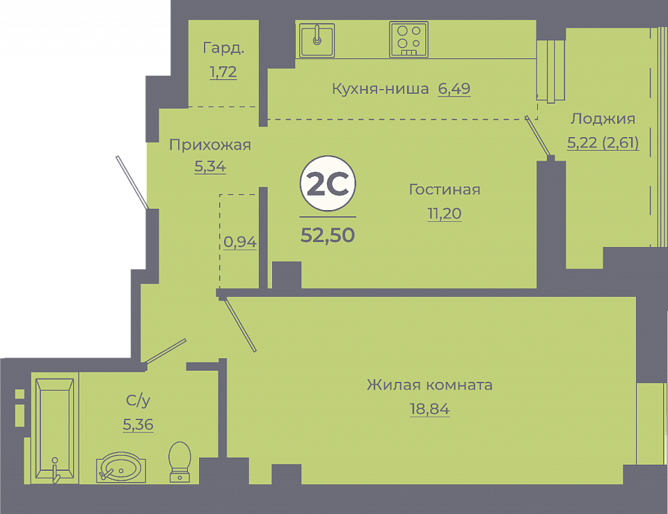 Планировка Студия в ЖК «Сокольники»