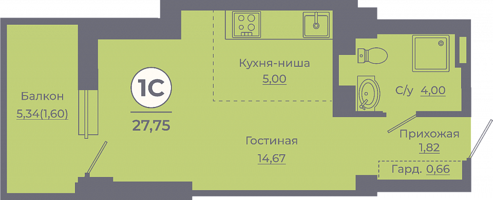 Планировка Студия в ЖК «Сокольники»