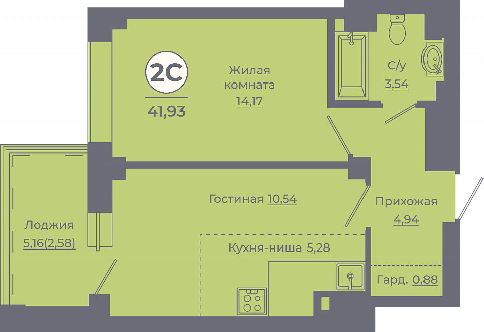 Планировка Студия в ЖК «Сокольники»
