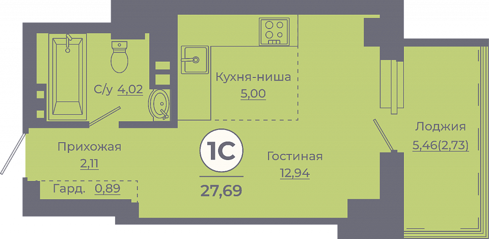 Планировка Студия в ЖК «Сокольники»