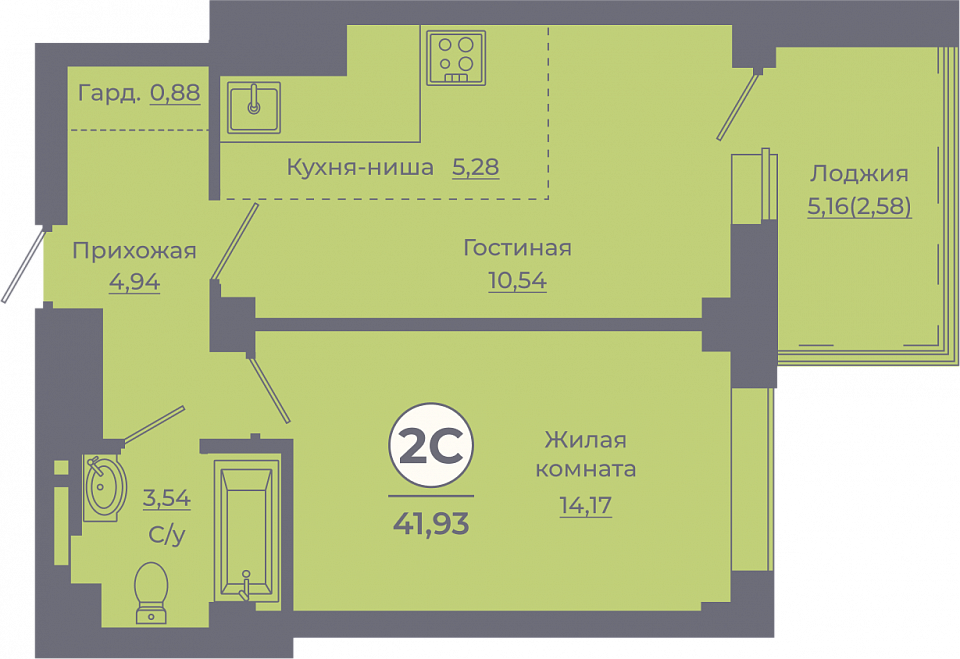 Планировка Студия в ЖК «Сокольники»