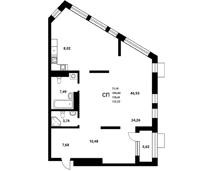 Планировка Студия в ЖК «Z-town»