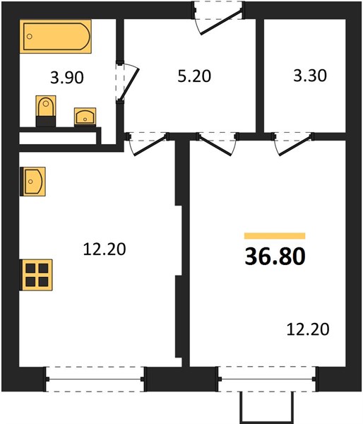 Планировка 1-комн. в ЖК «Видный берег 2.0»