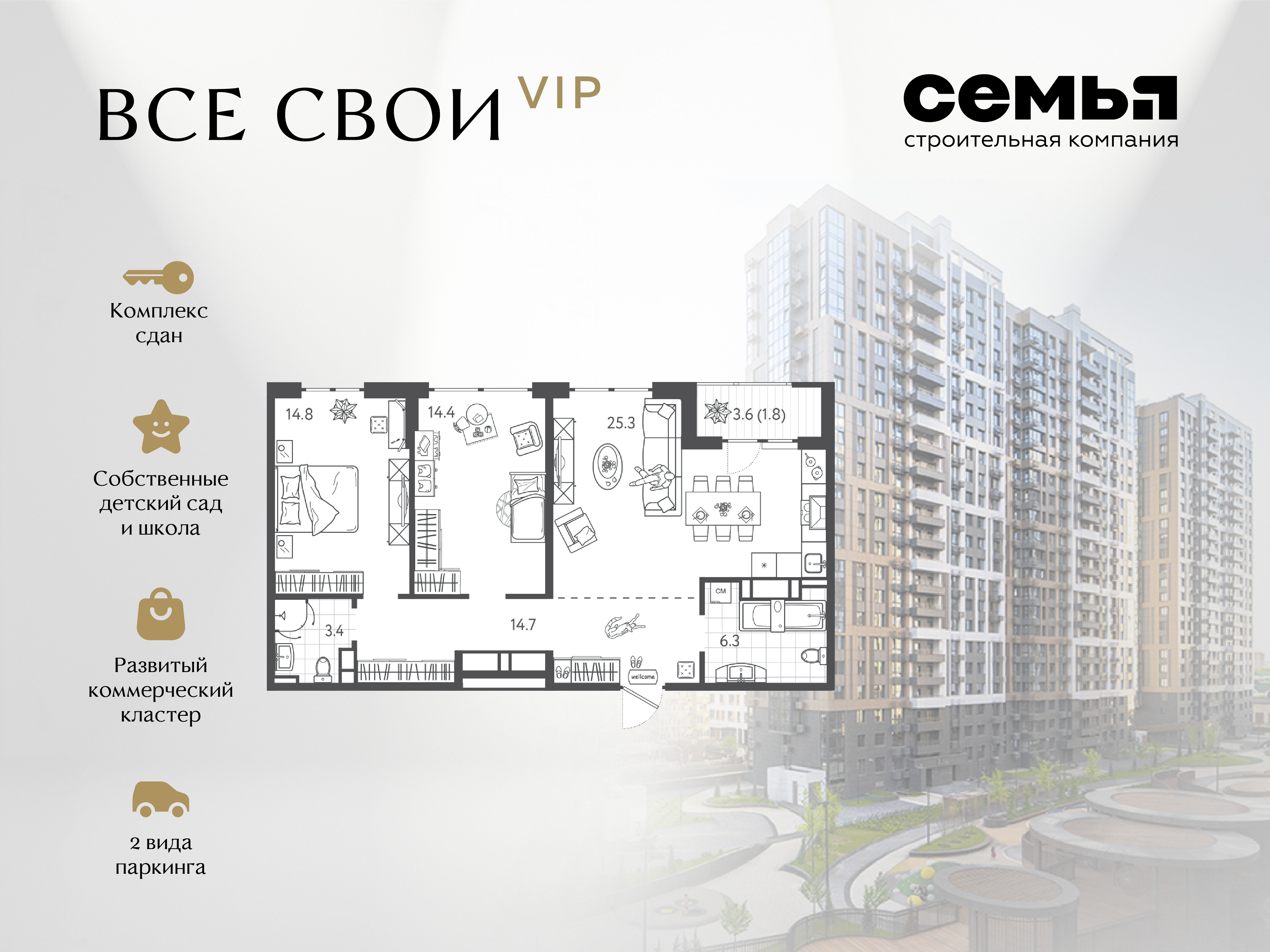 Планировка Студия в ЖК «Все свои»