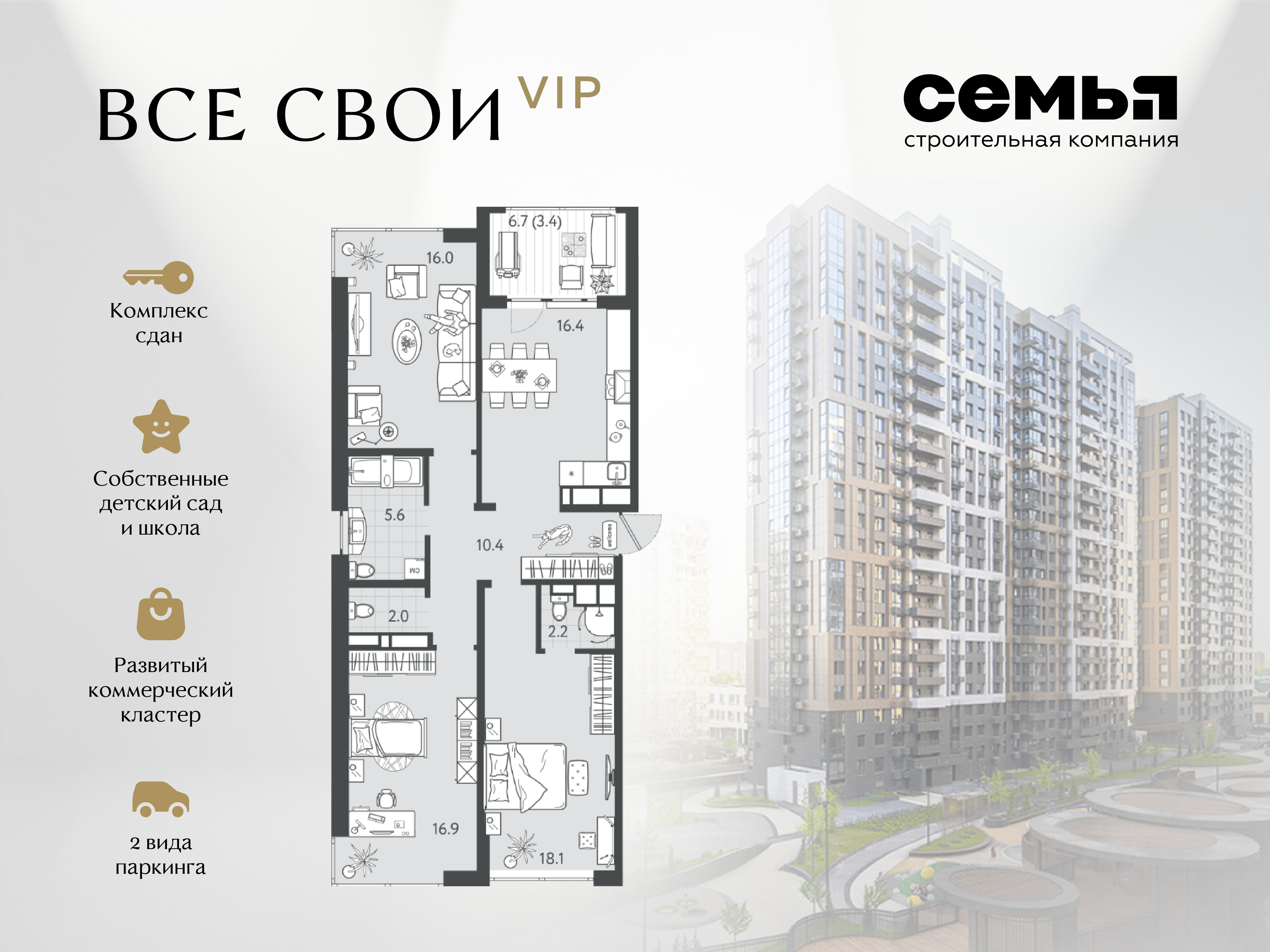 Планировка Студия в ЖК «Все свои»