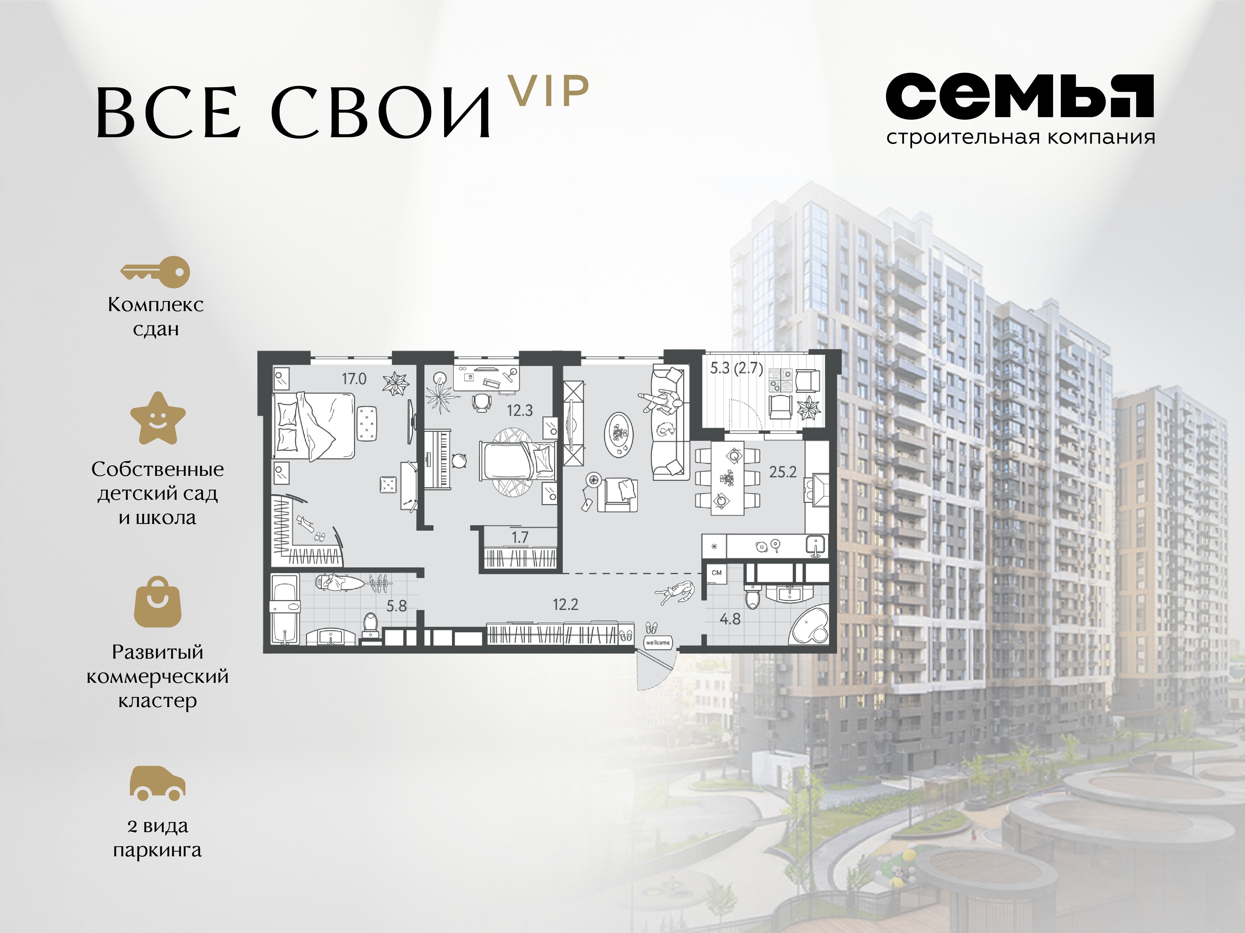 Планировка Студия в ЖК «Все свои»