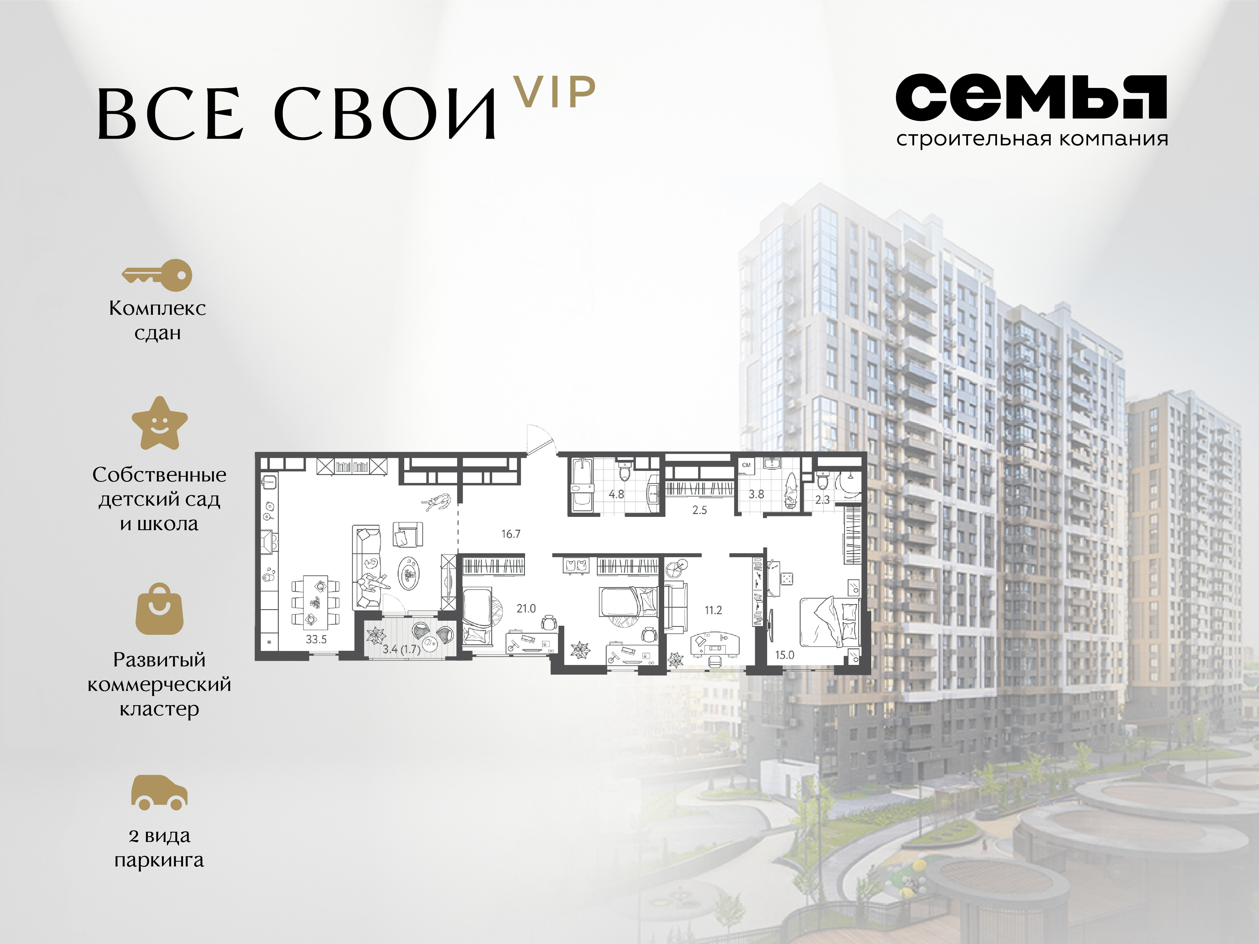 Планировка Студия в ЖК «Все свои»