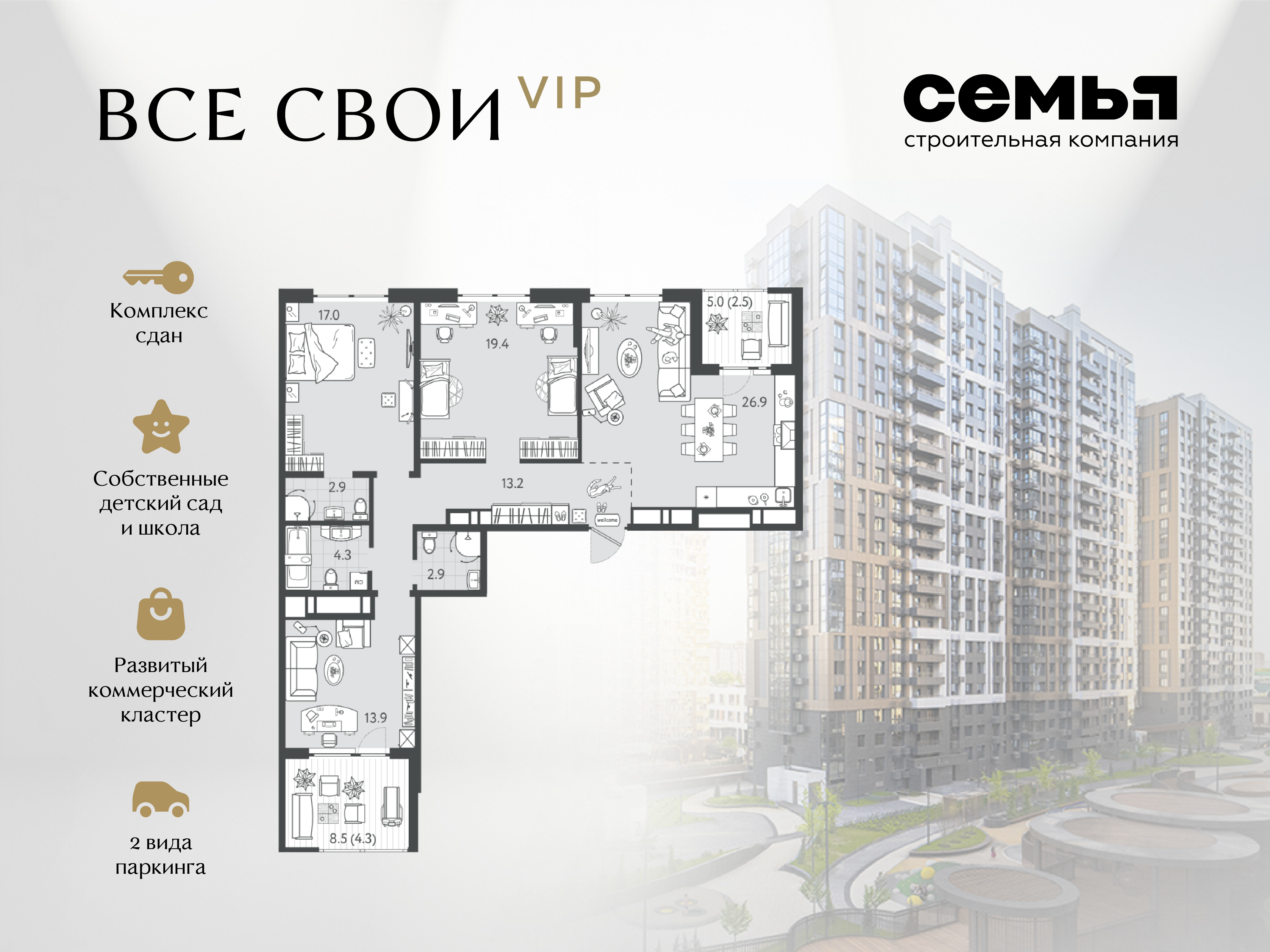 Планировка Студия в ЖК «Все свои»