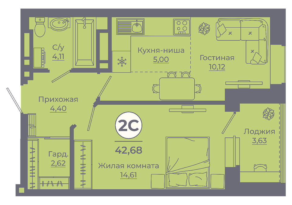 Планировка Студия в ЖК «Сокольники»