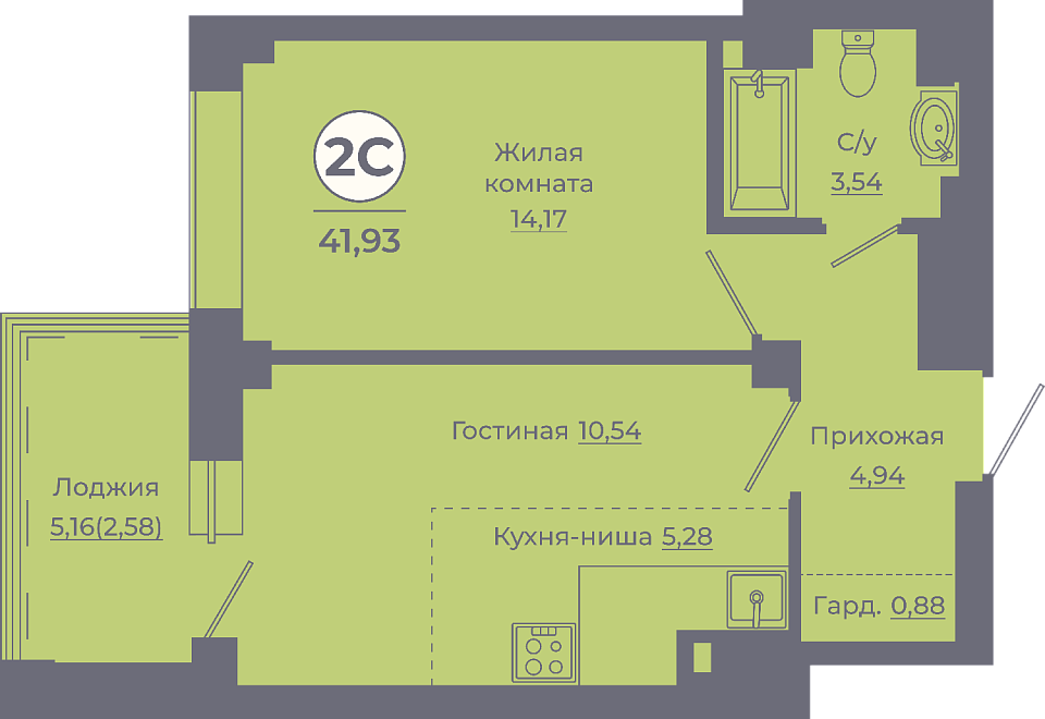Планировка Студия в ЖК «Сокольники»