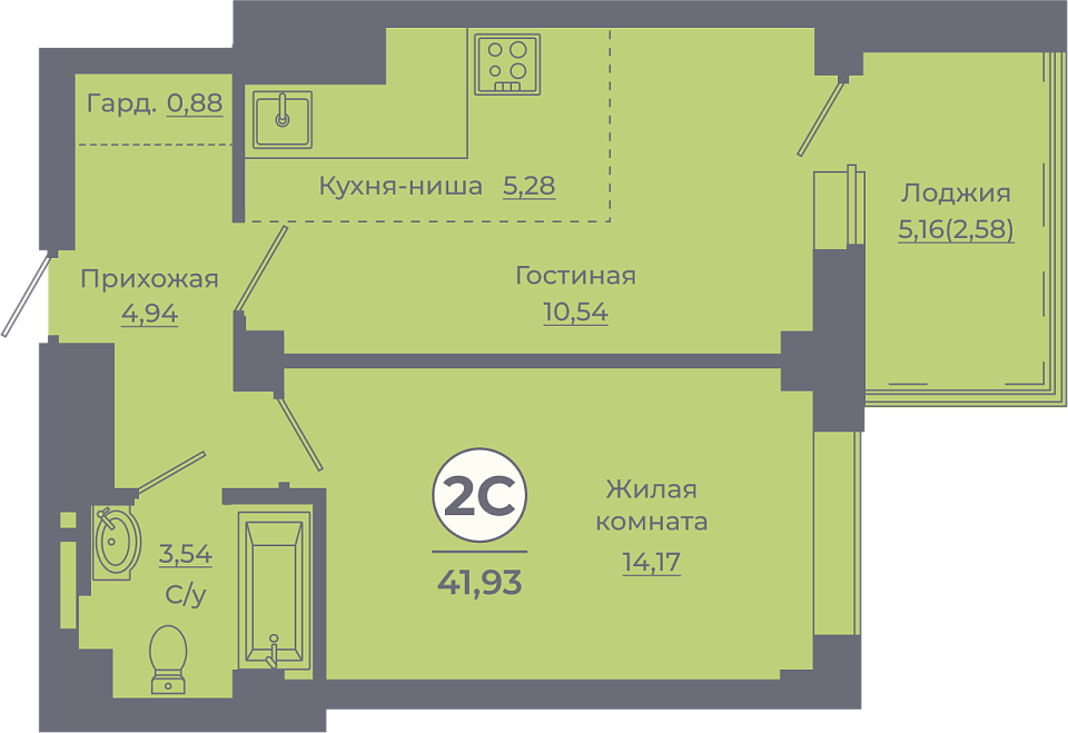 Планировка Студия в ЖК «Сокольники»