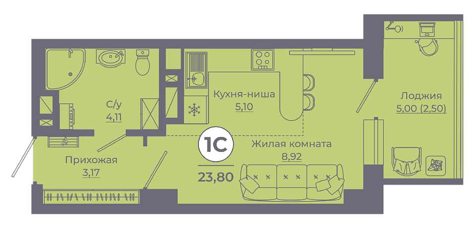 Планировка Студия в ЖК «Сокольники»