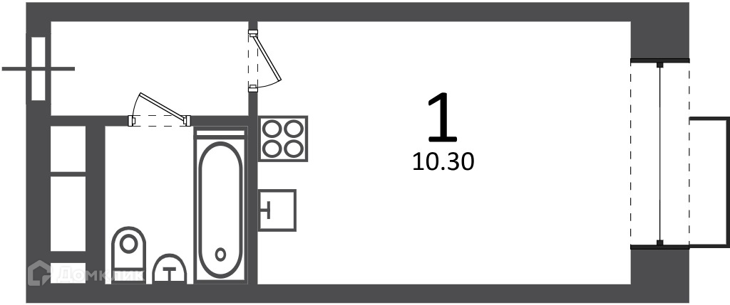 Планировка 1-комн. в ЖК «Клинская ул., д. 2А (Московские кварталы)»