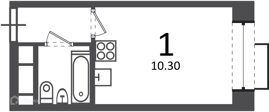 Планировка 1-комн. в ЖК «Клинская ул., д. 2А (Московские кварталы)»