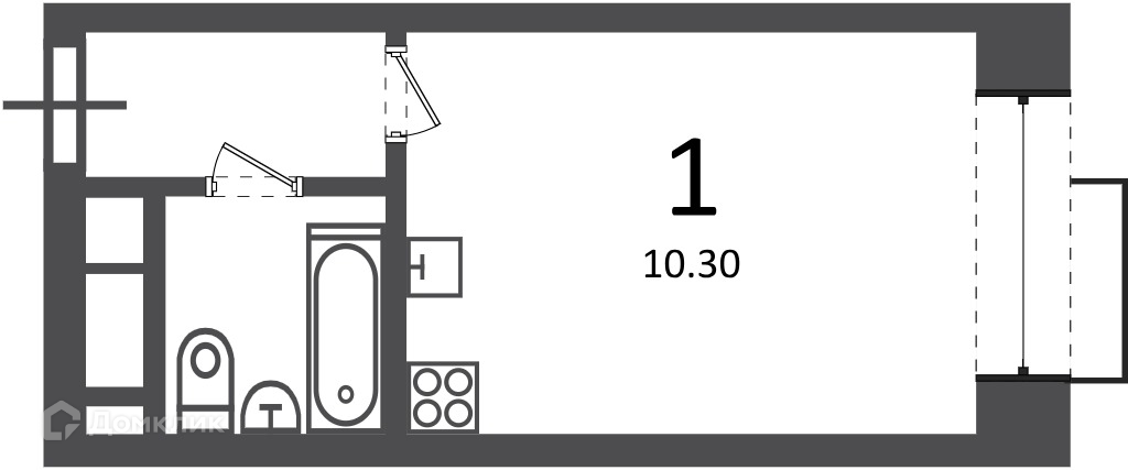 Планировка 1-комн. в ЖК «Клинская ул., д. 2А (Московские кварталы)»