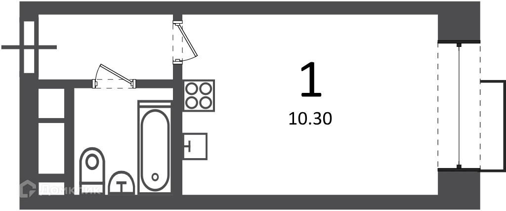 Планировка 1-комн. в ЖК «Клинская ул., д. 2А (Московские кварталы)»