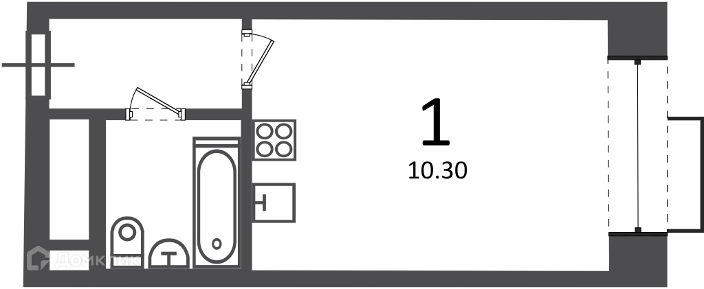 Планировка 1-комн. в ЖК «Клинская ул., д. 2А (Московские кварталы)»