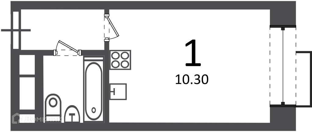 Планировка 1-комн. в ЖК «Клинская ул., д. 2А (Московские кварталы)»