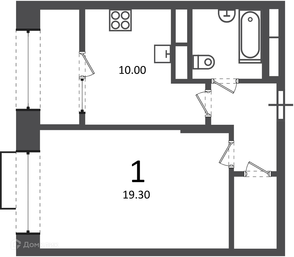 Планировка 1-комн. в ЖК «Клинская ул., д. 2А (Московские кварталы)»