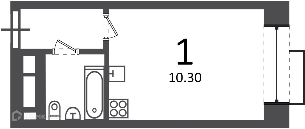 Планировка 1-комн. в ЖК «Клинская ул., д. 2А (Московские кварталы)»