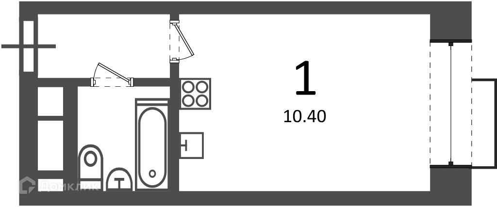 Планировка 1-комн. в ЖК «Клинская ул., д. 2А (Московские кварталы)»