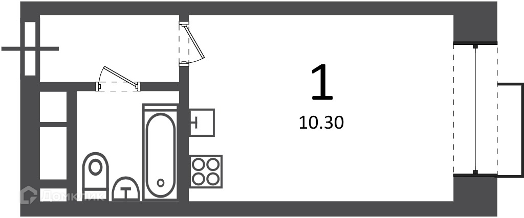 Планировка 1-комн. в ЖК «Клинская ул., д. 2А (Московские кварталы)»