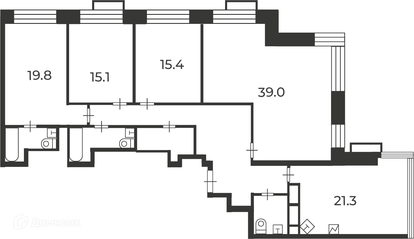 Планировка 4-комн. в ЖК «Клинская ул., д. 2А (Московские кварталы)»