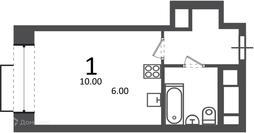 Планировка 1-комн. в ЖК «Клинская ул., д. 2А (Московские кварталы)»