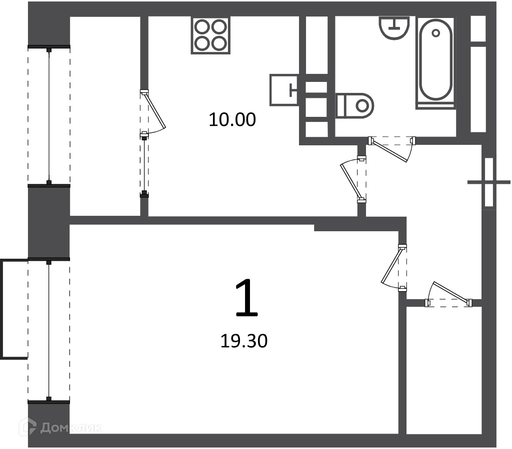 Планировка 1-комн. в ЖК «Клинская ул., д. 2А (Московские кварталы)»