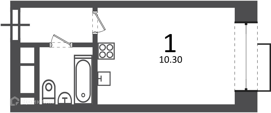 Планировка 1-комн. в ЖК «Клинская ул., д. 2А (Московские кварталы)»