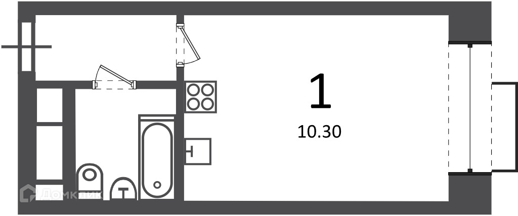 Планировка 1-комн. в ЖК «Клинская ул., д. 2А (Московские кварталы)»